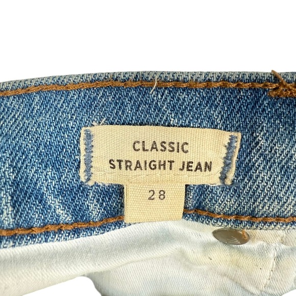 Madewell Womens Classic Straight Leg Jeans Size 28 Distressed Frayed Hem Denim - Picture 6 of 12